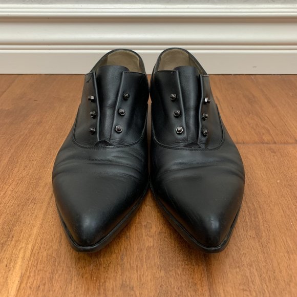 LANVIN Authentic Womens Size 36.5 Black Leather Laceless Oxfords - Picture 4 of 15